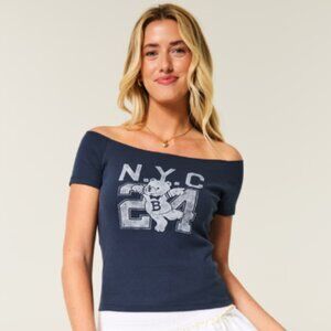 Womens Off Shoulder NYC gaphic tee